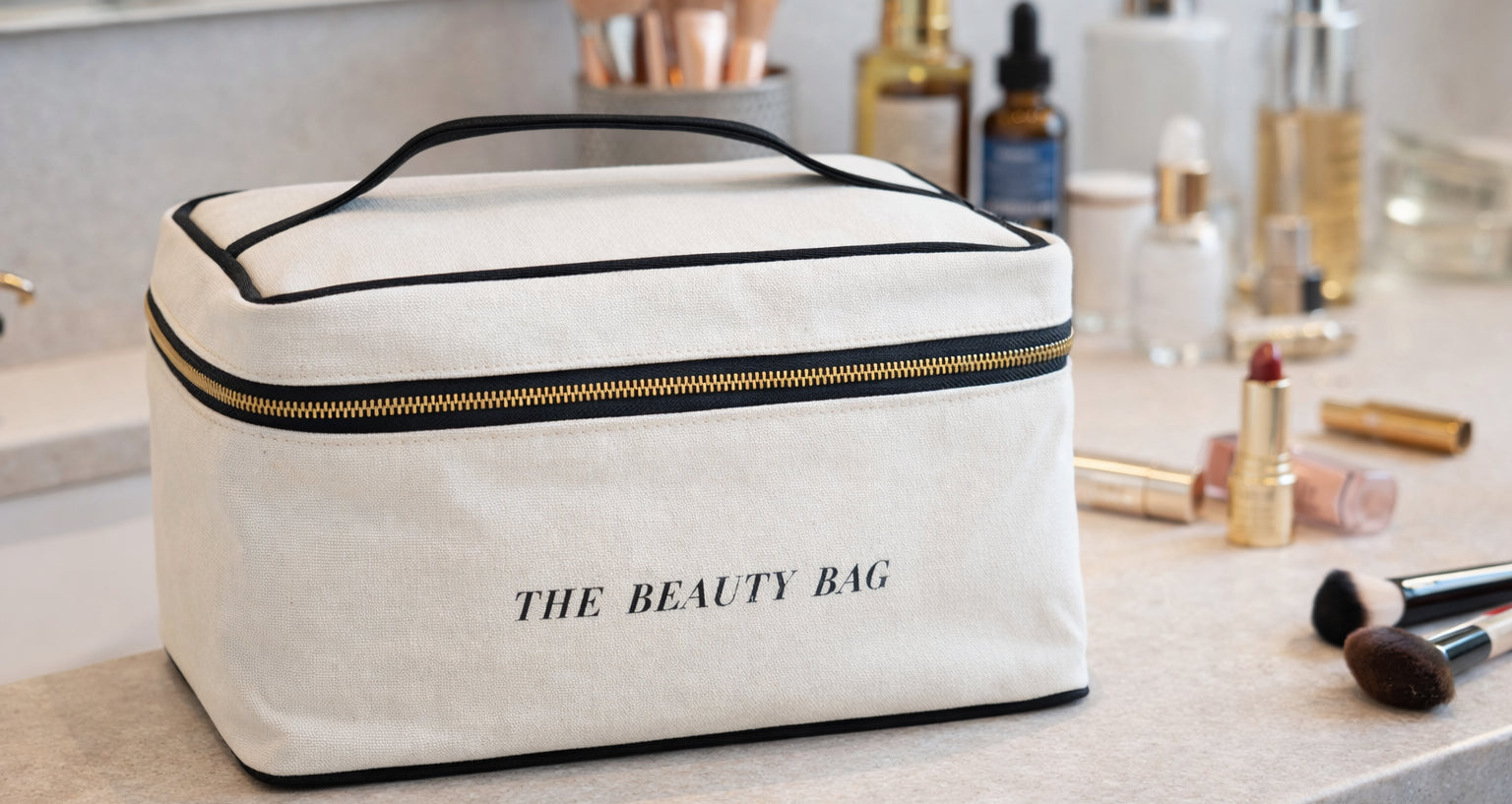 Banner Desktop Necessaire Organizadora para Maquiagem Mykonos - Bege