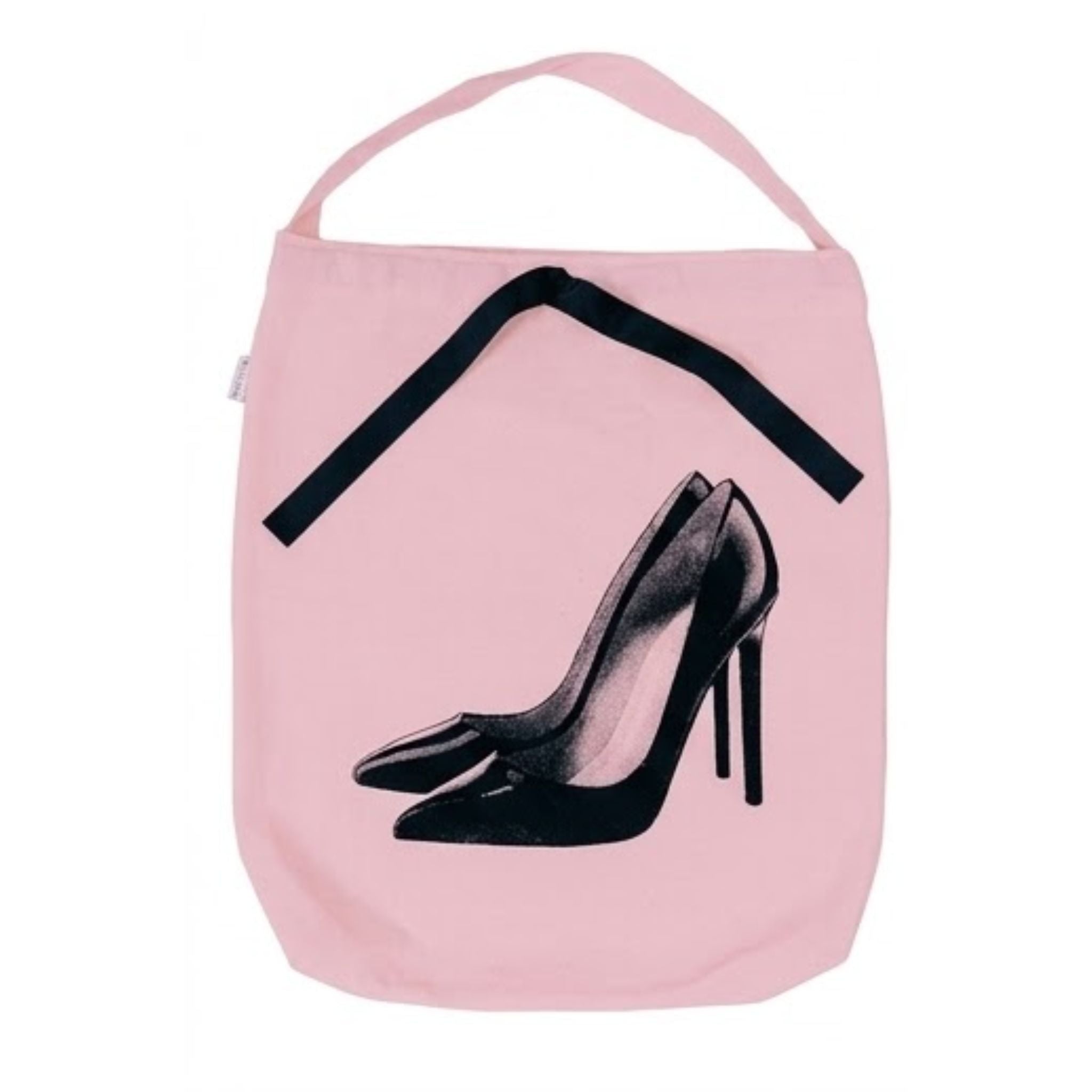 Saco organizador de mala para sapatos femininos Paris rosa em algodão natural Bag2Go