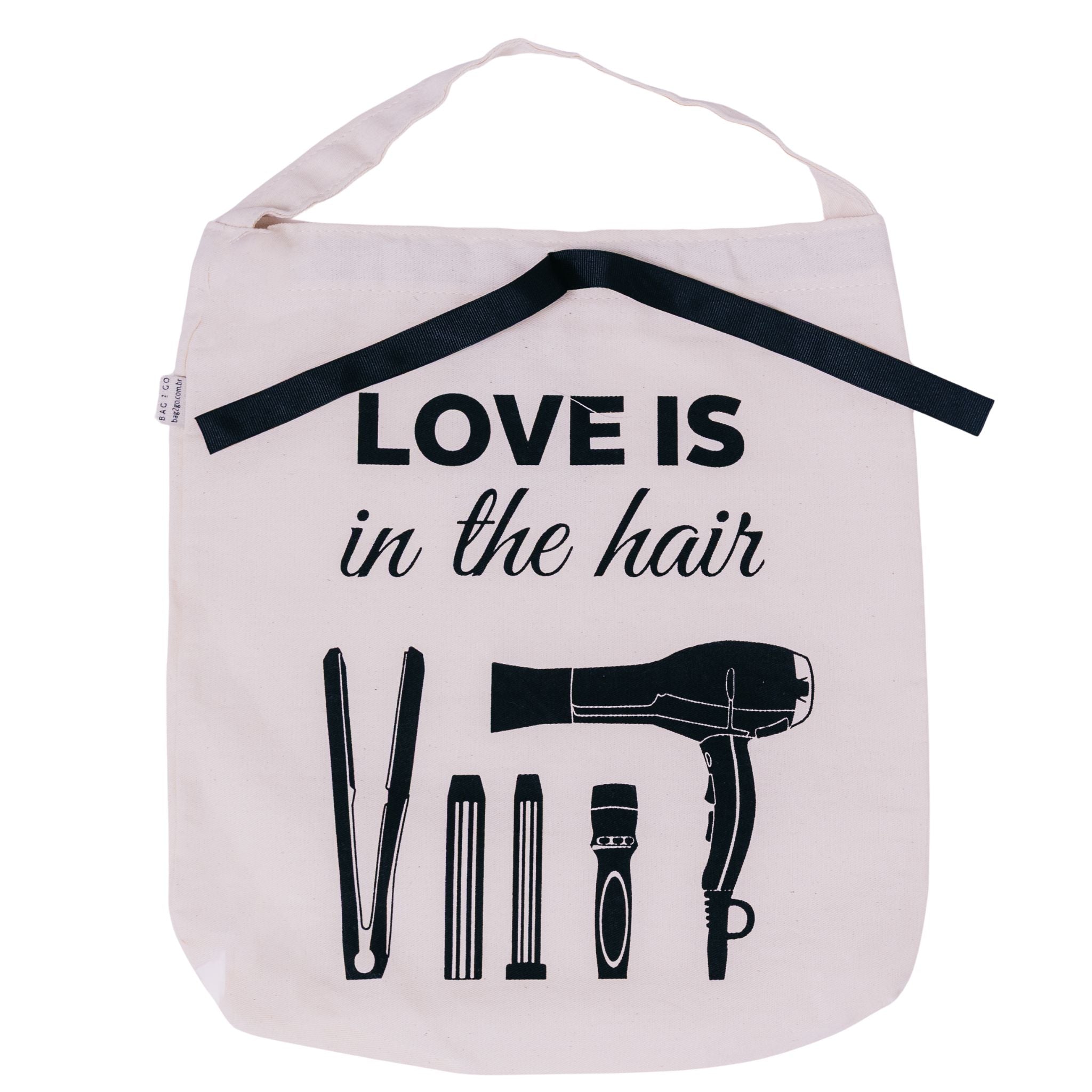 Saco organizador para secador e chapinha Paris Stuff bege em algodão natural Bag2Go
