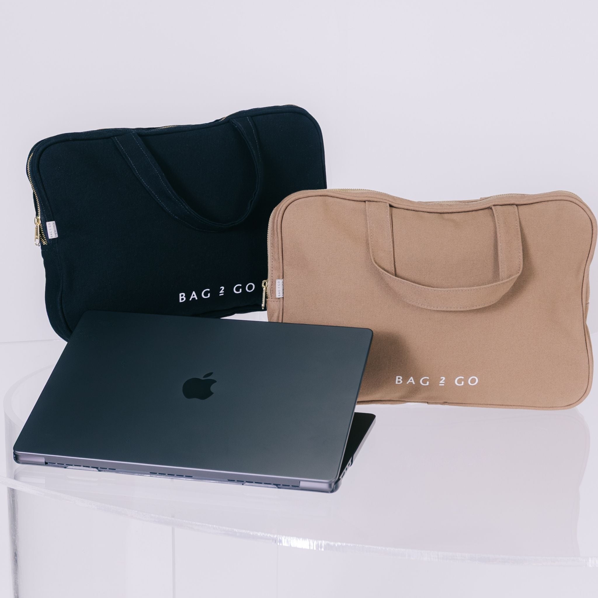 Porta notebook em algodão natural caramelo para trabalho e viagem Bag2Go
