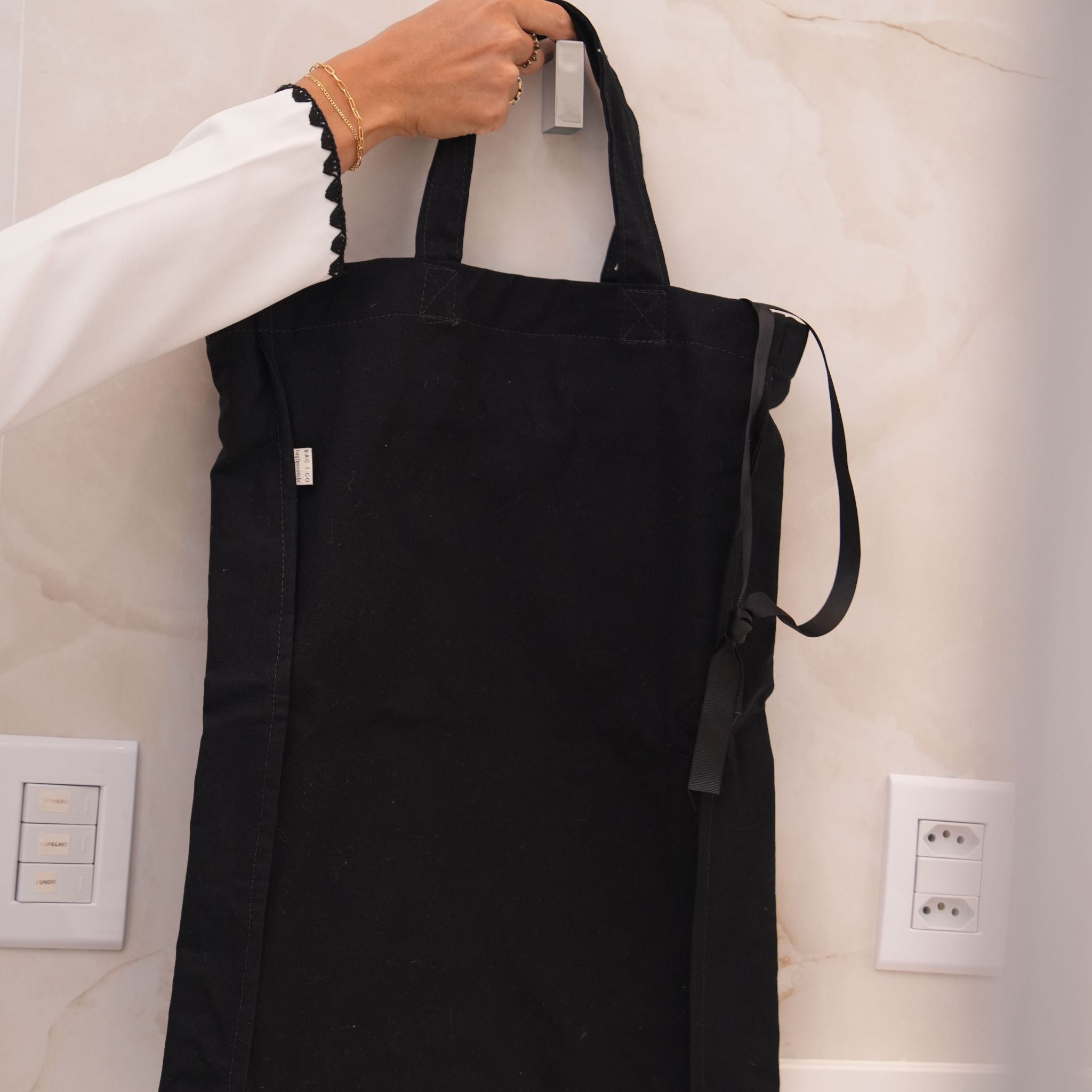Organizador para roupa suja Nova Iorque preto em 100% algodão natural Bag2Go