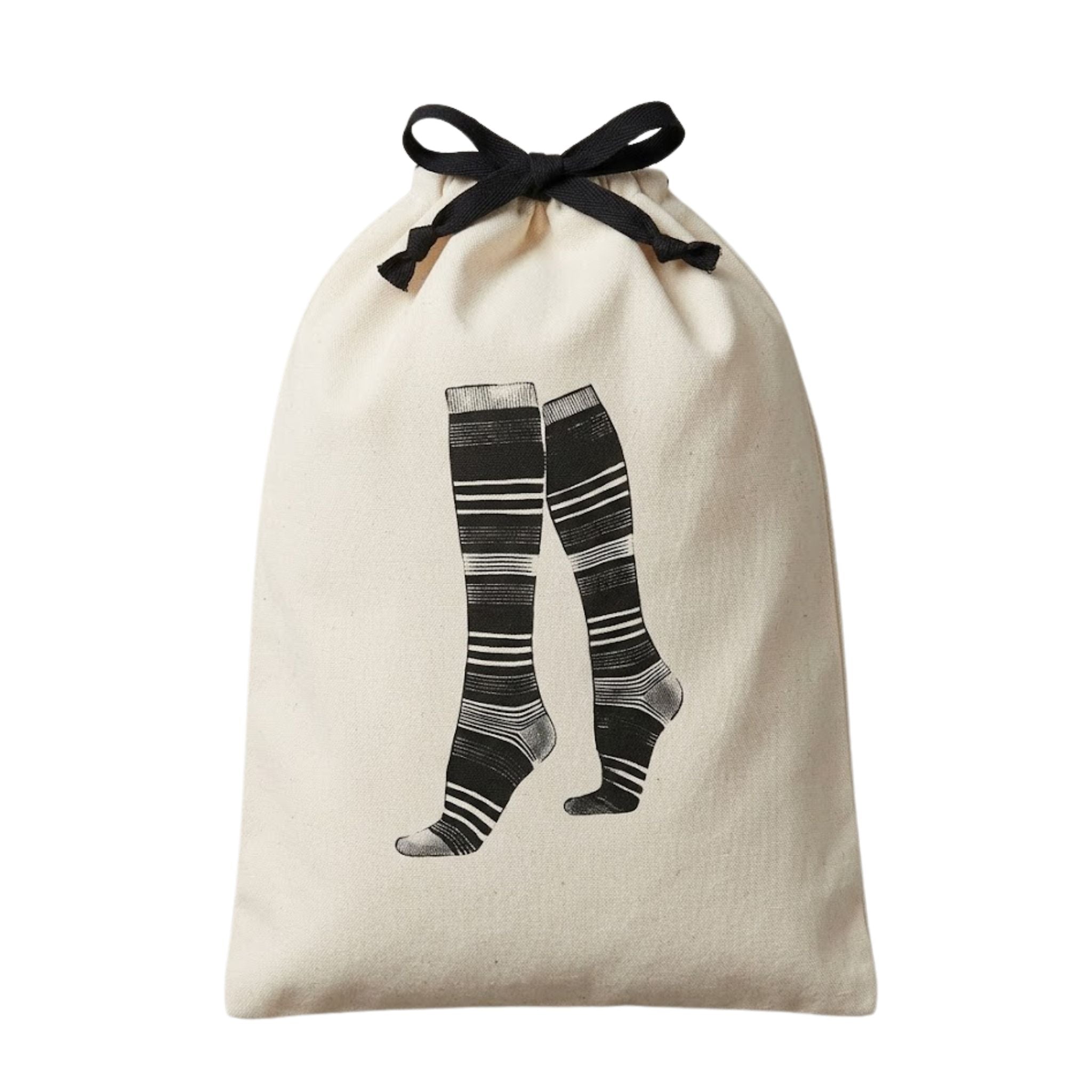 Saco organizador de mala para meias longas Paris bege em algodão natural Bag2Go