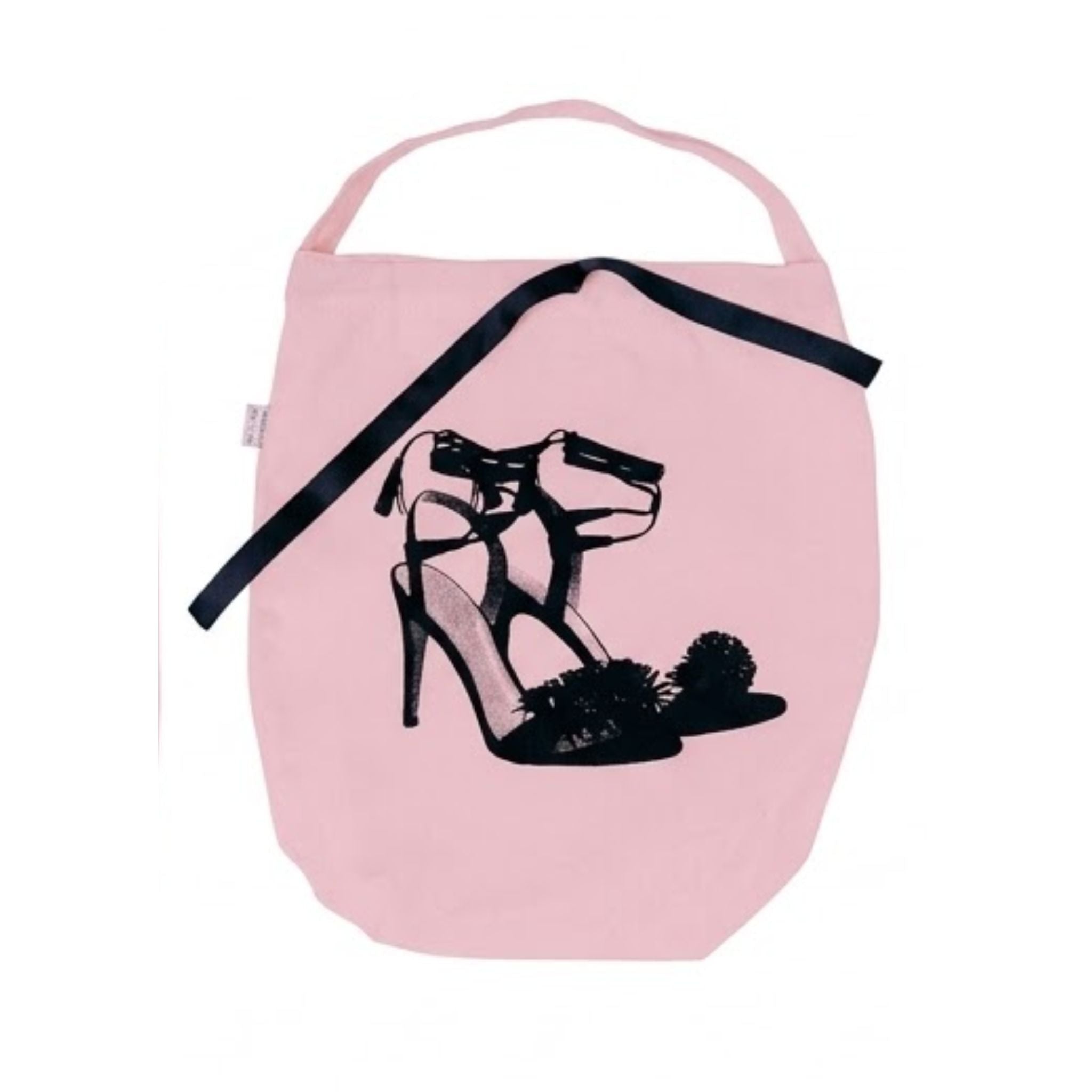 Saco organizador de mala para sandálias finas Paris rosa em algodão natural Bag2Go